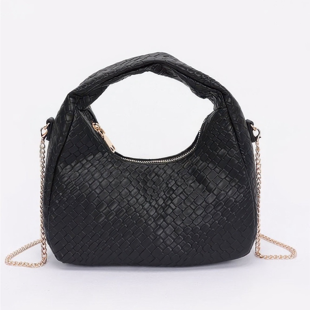 Embossed Faux Leather Hobo Bag